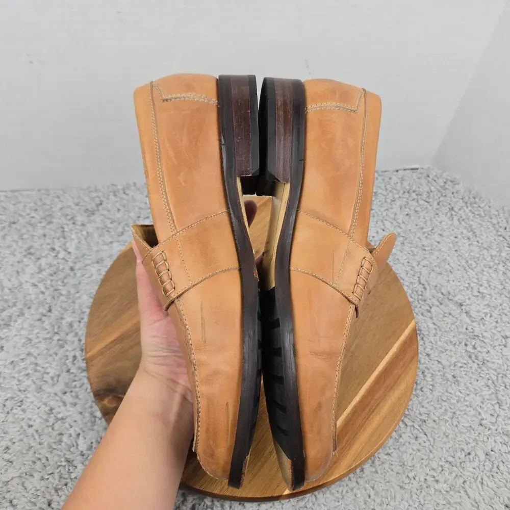 Martin Dingman Mens 12 Tan Brown Leather Casual Split Toe Italy Penny Loafer